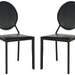 Safavieh Warner 37''H Round Back Leather Side Chair Set Of 2 - Black | Dining Chairs | Modishstore