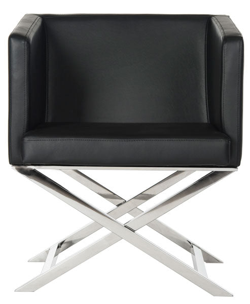 Safavieh Celine Bonded Leather Chrome  Cross Leg Chair | Accent Chairs |  Modishstore 