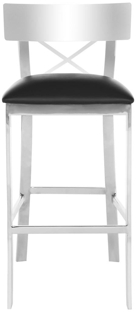 Safavieh Zoey 39''H Stainless Steel Cross Back Bar Stool | Bar Stools | Modishstore - 1