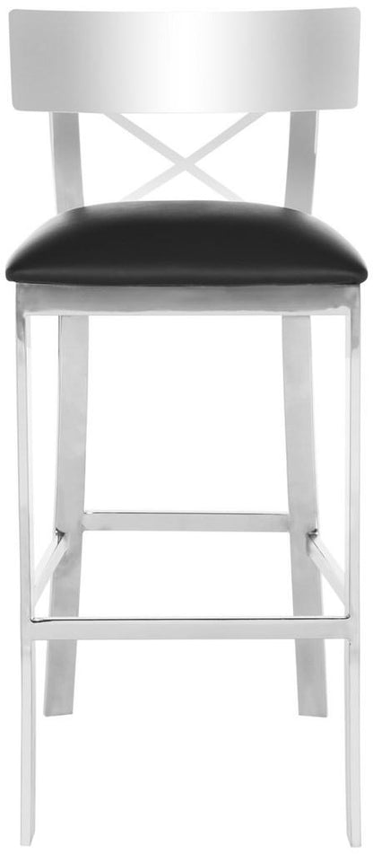 Safavieh Zoey 39''H Stainless Steel Cross Back Bar Stool | Bar Stools | Modishstore - 1
