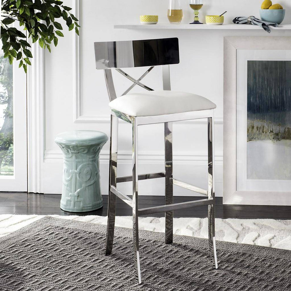 Safavieh Zoey 39''H Stainless Steel Cross Back Bar Stool | Bar Stools | Modishstore - 5