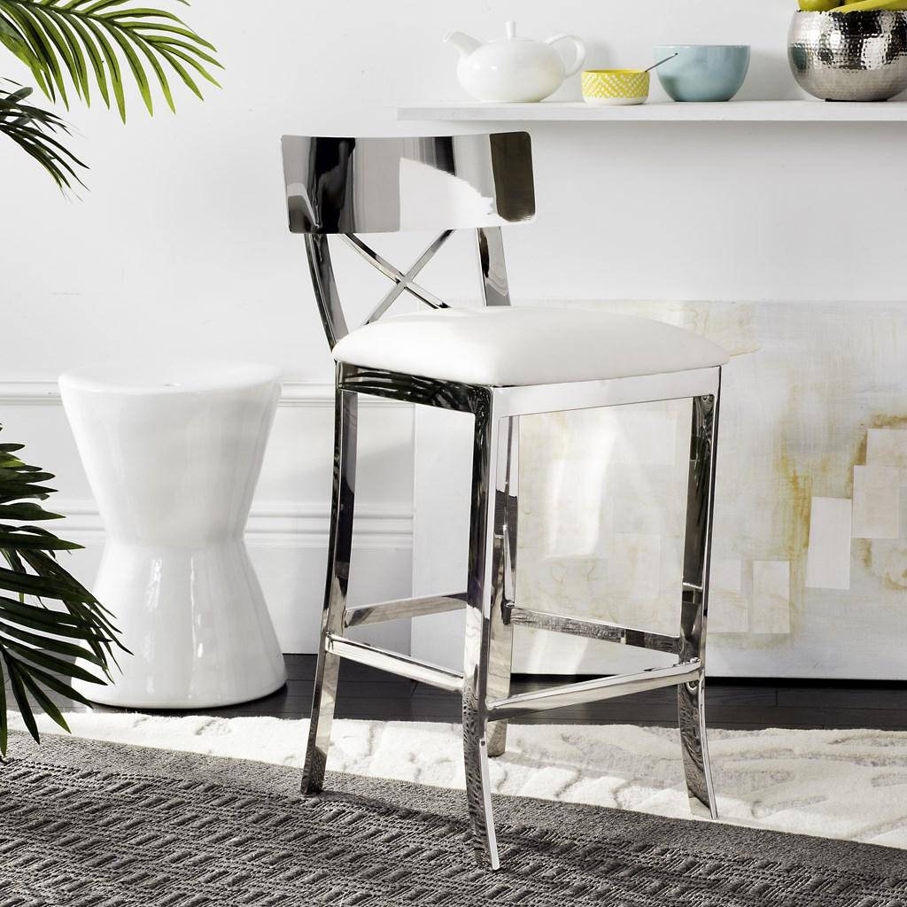 Safavieh Zoey 35''H Stainless Steel Cross Back Counter Stool | Counter Stools | Modishstore - 5
