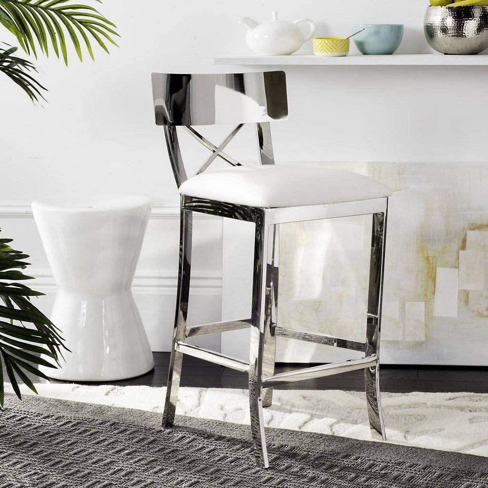 Safavieh Zoey 35''H Stainless Steel Cross Back Counter Stool | Counter Stools | Modishstore - 5