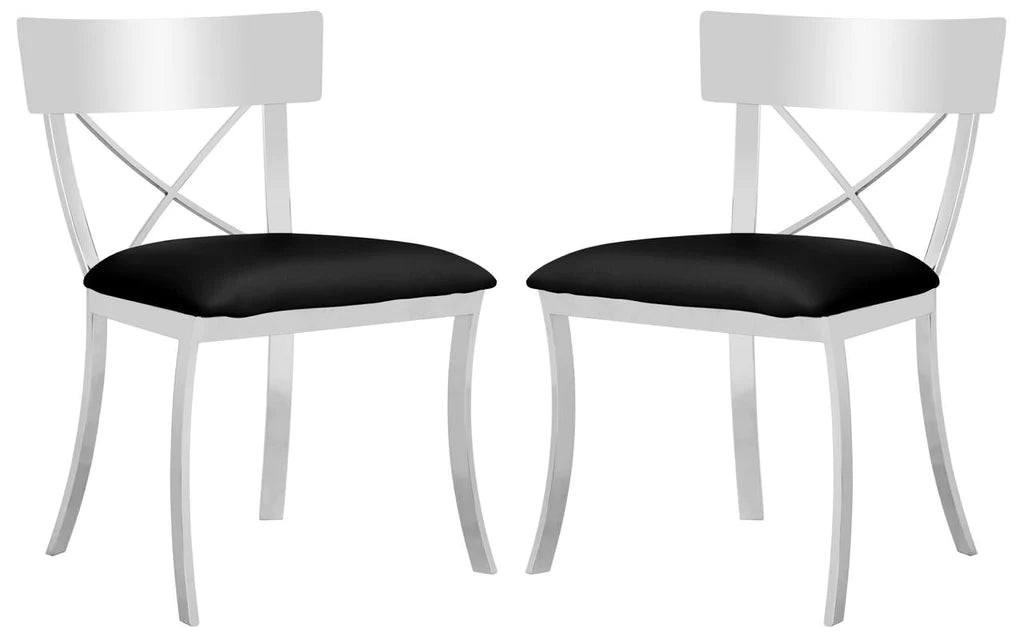Safavieh Zoey 19''H Side Chair Set Of 2 - Chrome With Black Pu | Dining Chairs | Modishstore