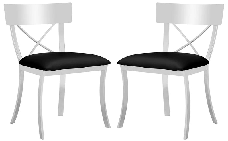 Safavieh Zoey 19''H Side Chair Set Of 2 - Chrome With Black Pu | Dining Chairs | Modishstore