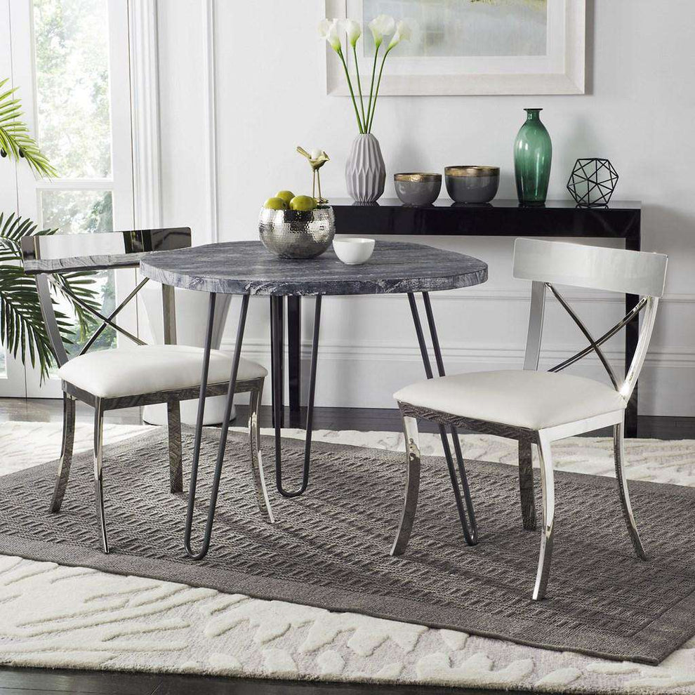 Safavieh Zoey 19''H Side Chair Set Of 2 - Chrome With White Pu | Dining Chairs | Modishstore - 4