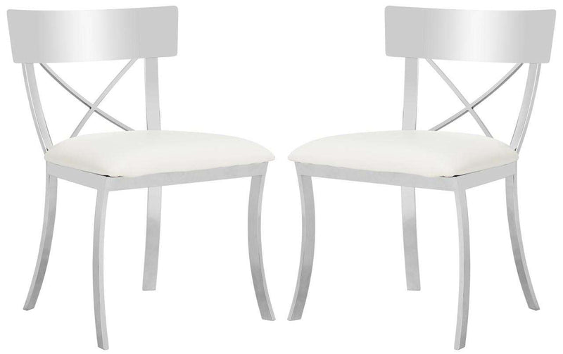 Safavieh Zoey 19''H Side Chair Set Of 2 - Chrome With White Pu | Dining Chairs | Modishstore