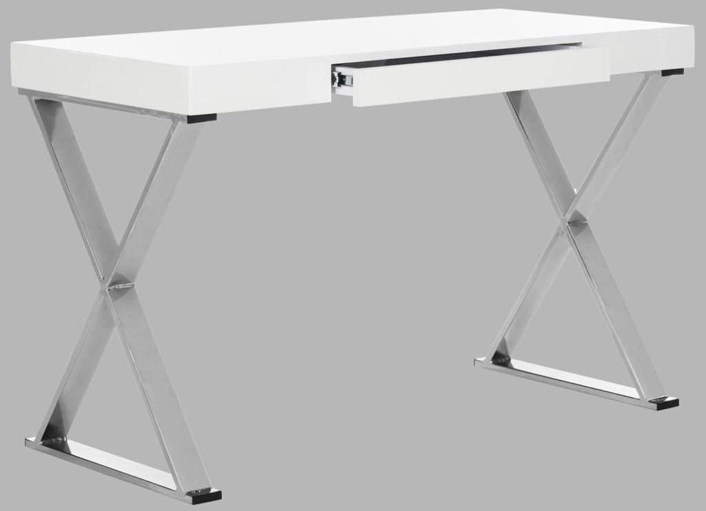 Safavieh Paley 47''W One Drawer Lacquer & Chrome  Desk | Desks | Modishstore - 3