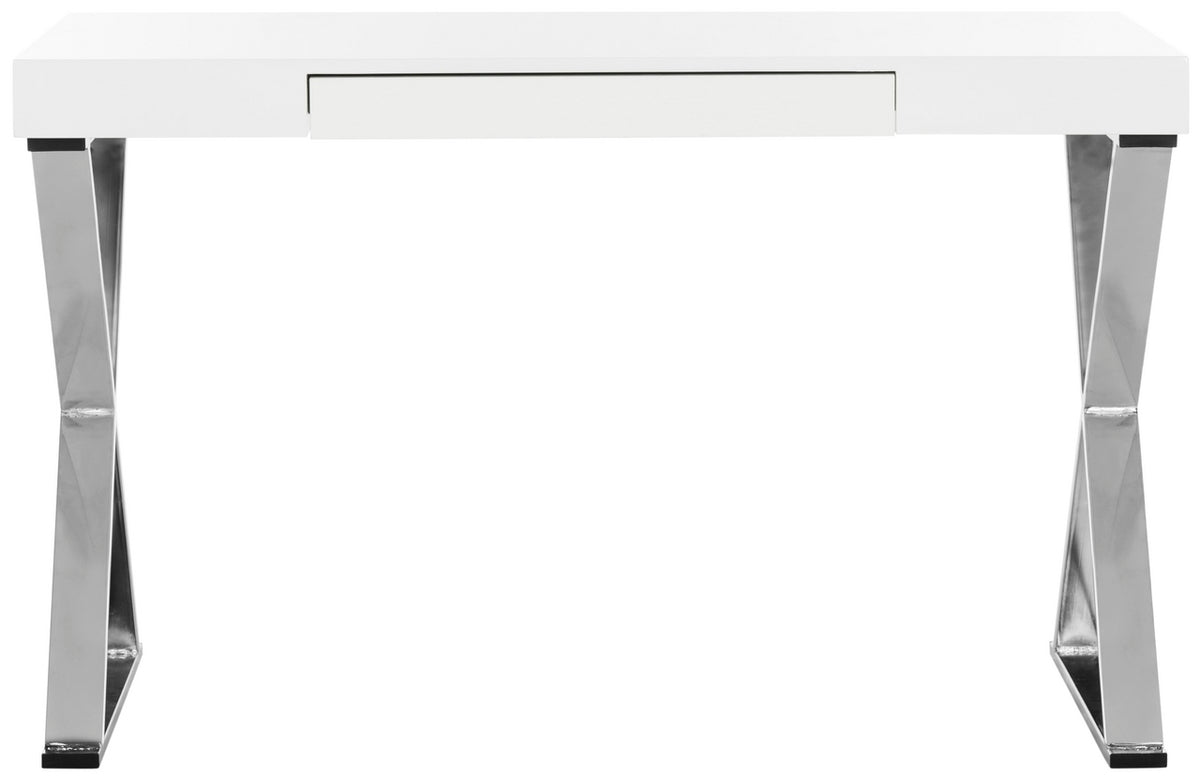 Safavieh Paley 47''W One Drawer Lacquer & Chrome  Desk | Desks | Modishstore - 1