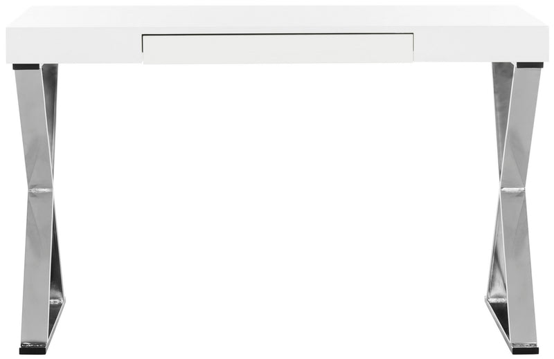 Safavieh Paley 47''W One Drawer Lacquer & Chrome  Desk | Desks | Modishstore - 1