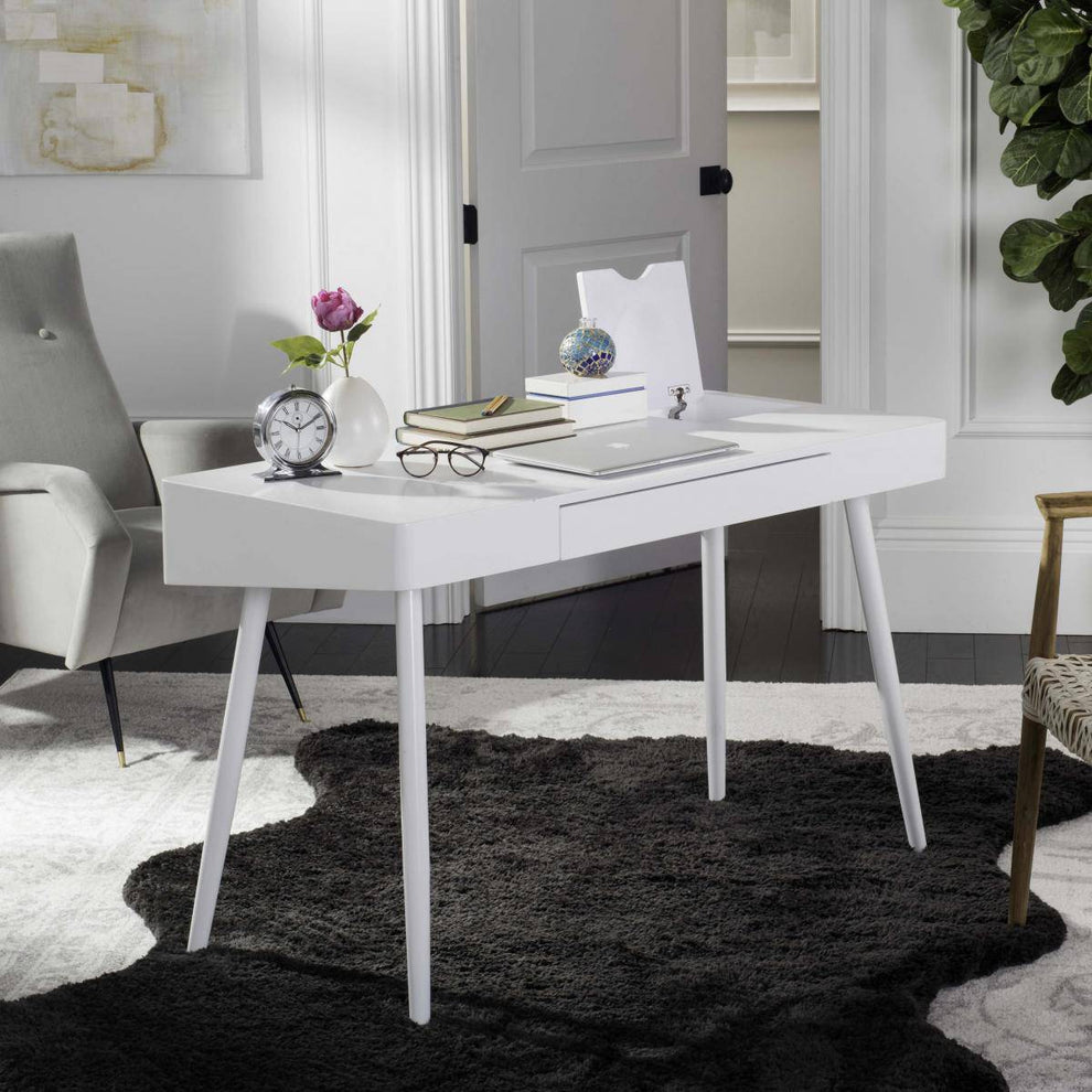Safavieh Fadri Mid Century Scandinavian One Drawer Desk | Desks | Modishstore - 2
