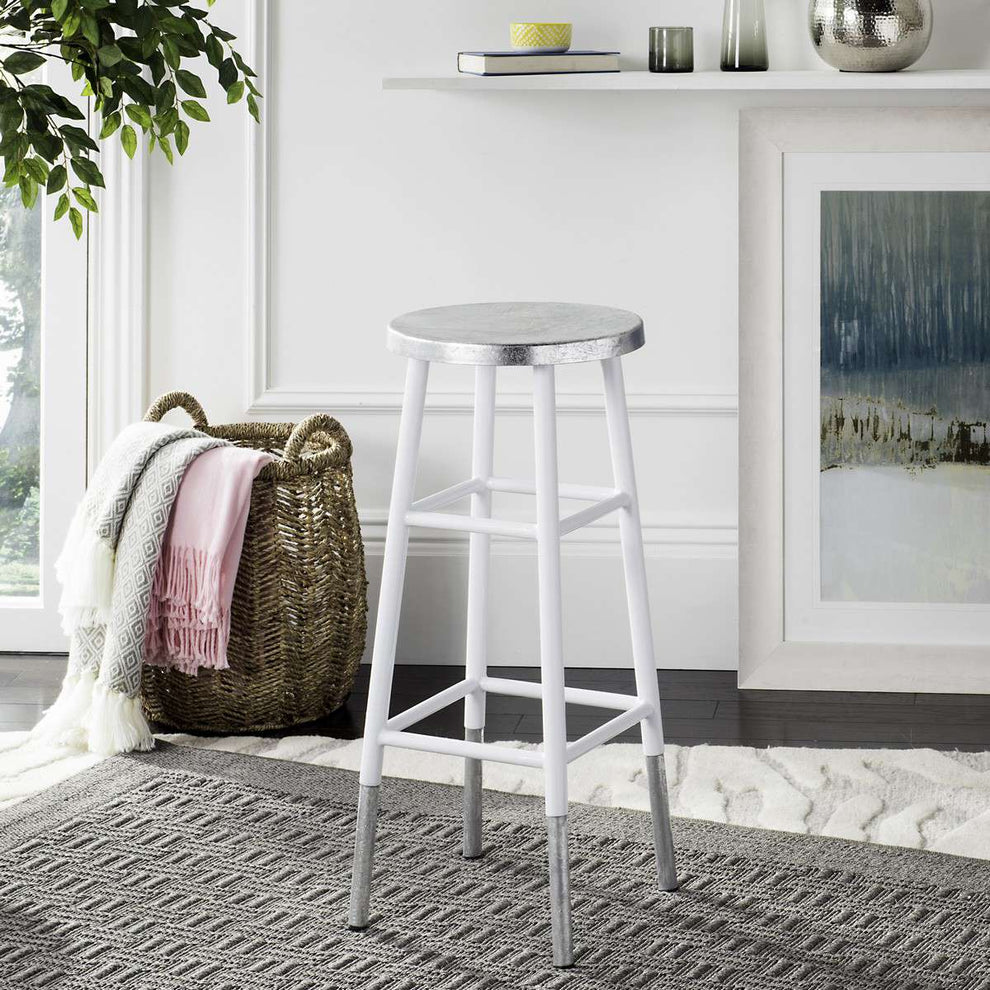 Safavieh Kenzie 30''H Silver Dipped Bar Stool - White | Bar Stools | Modishstore - 4