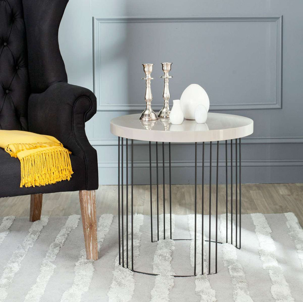Safavieh Kelly Mid Century Scandinavian Lacquer Side Table - Taupe | Accent Tables | Modishstore - 2