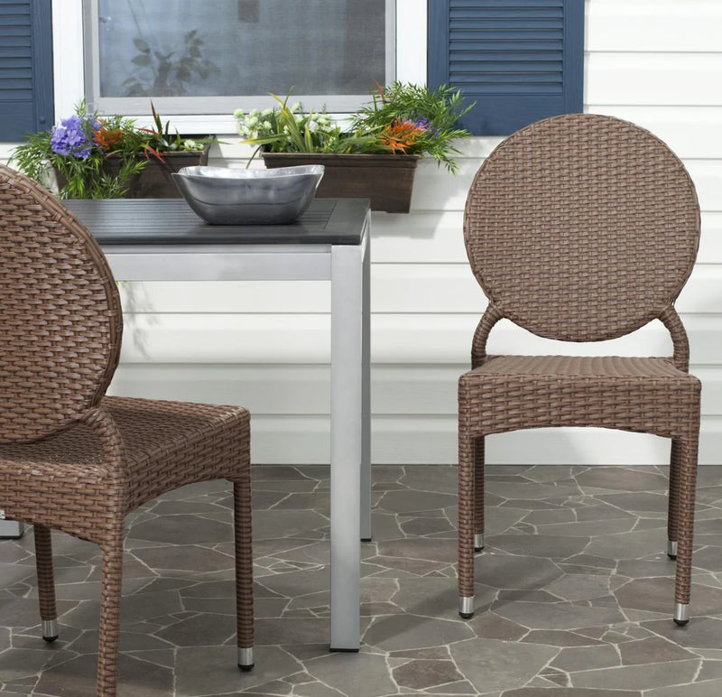 Safavieh Valdez Indoor-Outdoor Stacking Side Chair Set Of 2 - Gray | Side Chairs | Modishstore