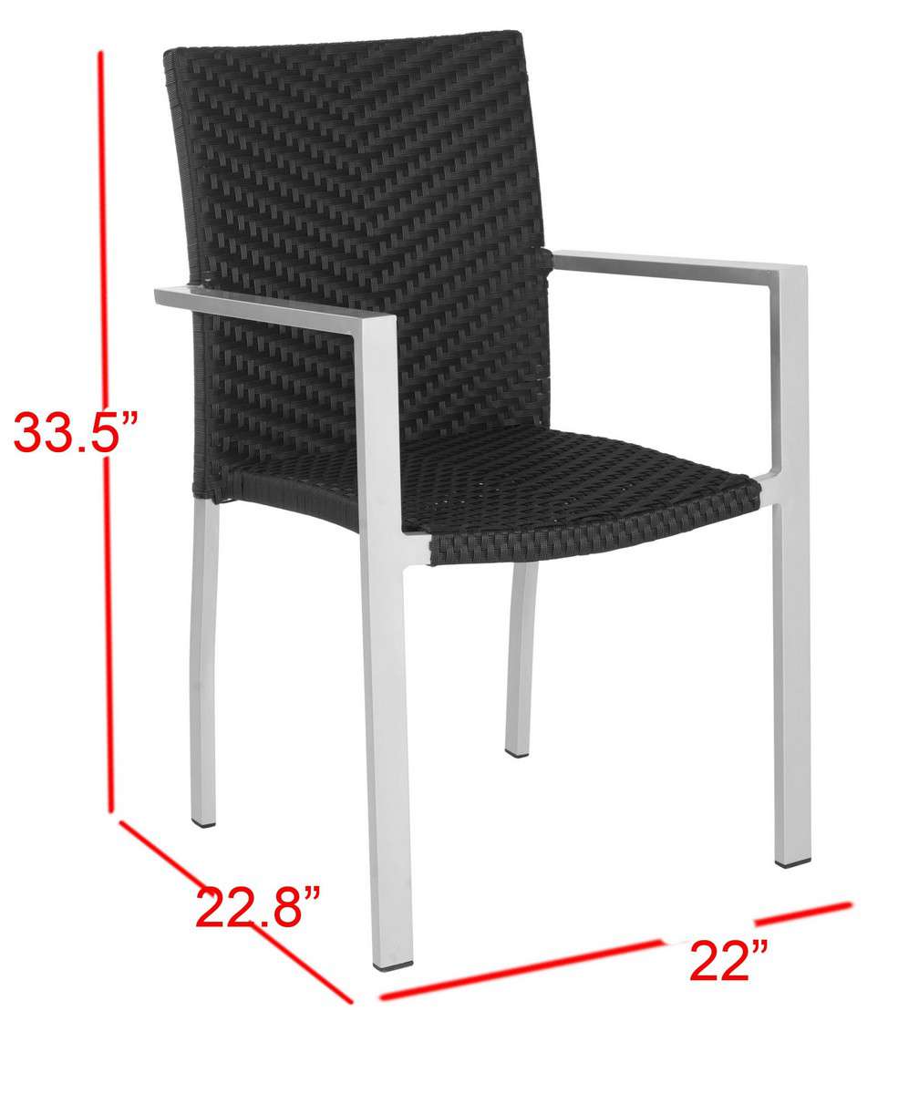 Safavieh Cordova Indoor-Outdoor Stacking Armchair Set Of 2 - Black | Armchairs | Modishstore - 2