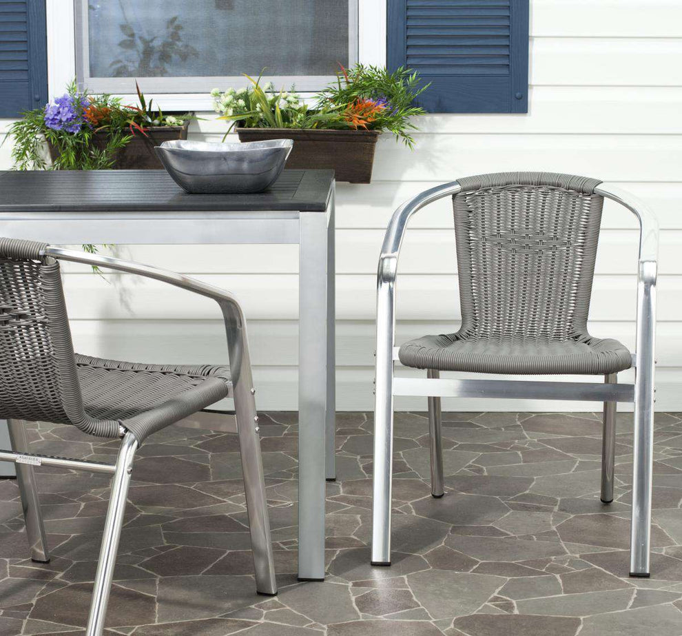 Safavieh Wrangell Indoor-Outdoor Stacking Armchair Set Of 2 - Gray | Armchairs | Modishstore - 3