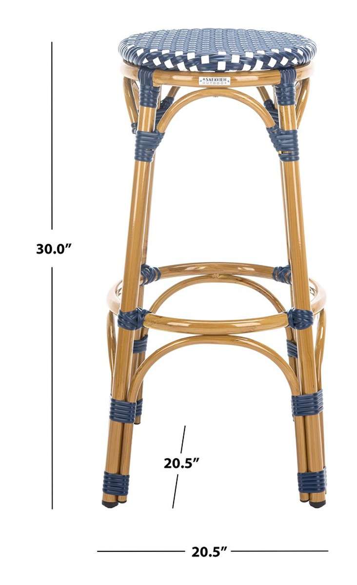 Safavieh Kipnuk Stool Navy/White (Indoor/Outdoor) - Navy | Bar Stools | Modishstore - 3
