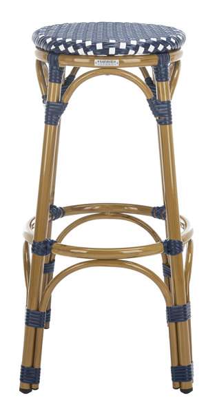 Safavieh Kipnuk Stool Navy/White (Indoor/Outdoor) - Navy | Bar Stools | Modishstore