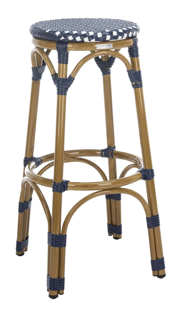 Safavieh Kipnuk Stool Navy/White (Indoor/Outdoor) - Navy | Bar Stools | Modishstore - 2