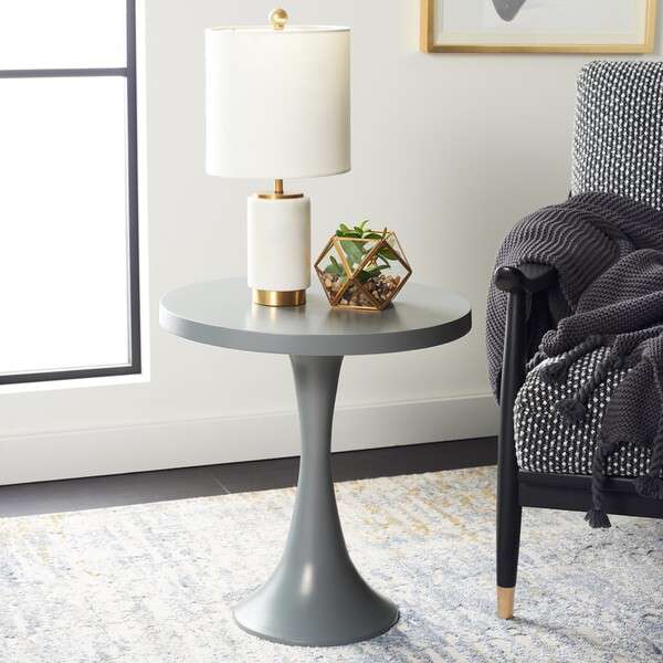 Safavieh Galium Aluminum Round Top Side Table - Dark Gray | Accent Tables | Modishstore - 4