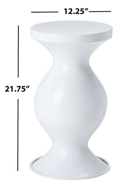 Safavieh Radium Small Hammered Stool - White | End Tables | Modishstore - 4