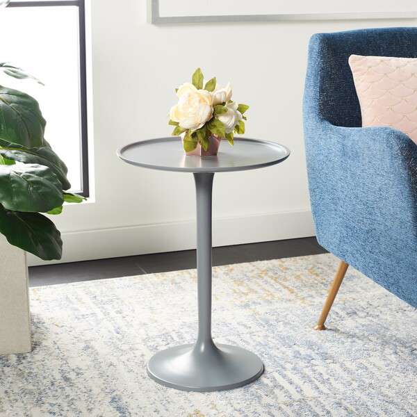 Safavieh Platina Round Top Sleek Table - Dark Gray | Accent Tables | Modishstore - 4