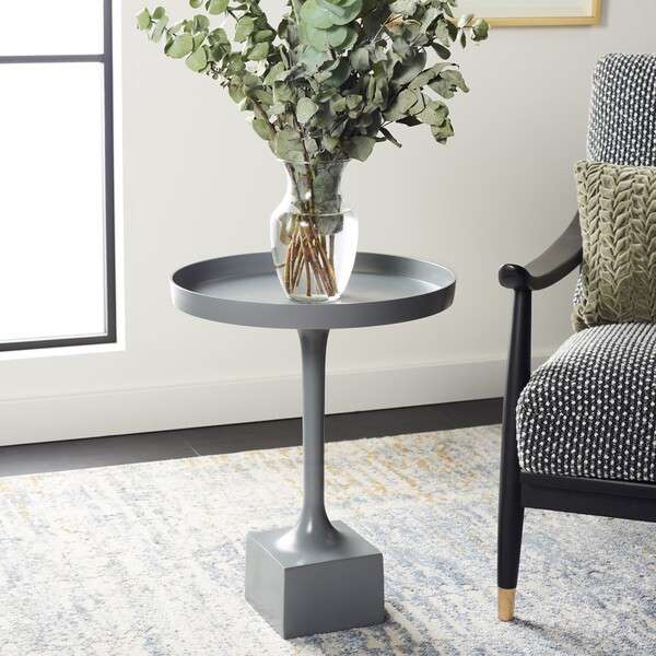 Safavieh Corvus Round Side Table - Dark Gray | Accent Tables | Modishstore - 4