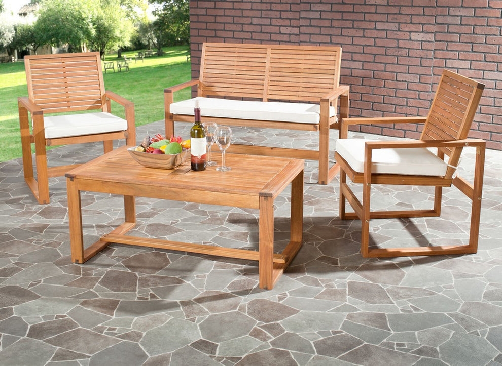 Safavieh Ozark 4 Pc Outdoor Living Set | Outdoor Sofas, Loveseats & Sectionals | Modishstore - 1