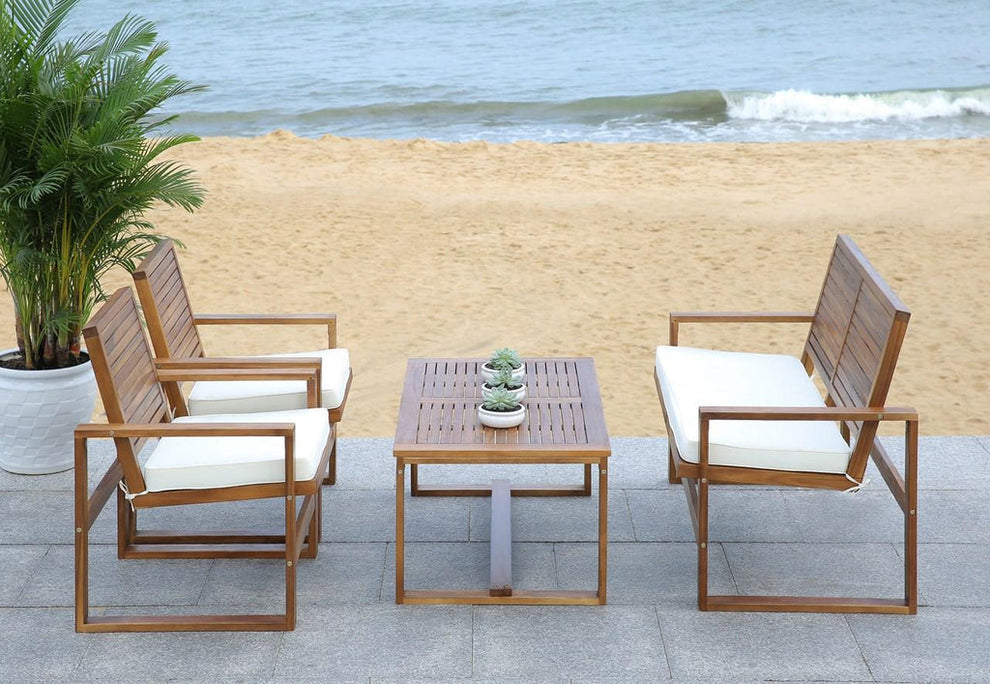 Safavieh Ozark 4 Pc Outdoor Living Set | Outdoor Sofas, Loveseats & Sectionals | Modishstore - 3