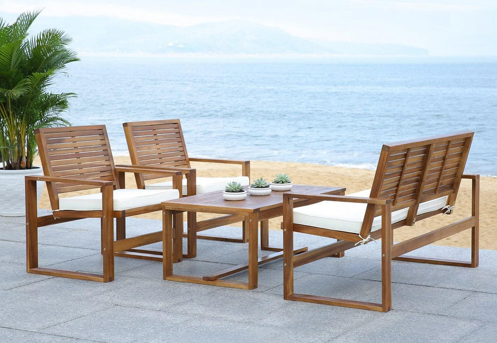 Safavieh Ozark 4 Pc Outdoor Living Set | Outdoor Sofas, Loveseats & Sectionals | Modishstore - 4