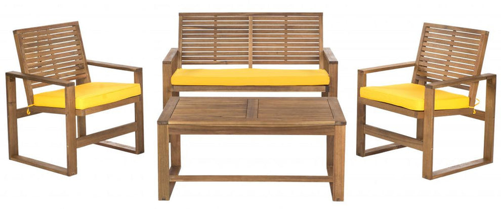 Safavieh Ozark 4 Pc Outdoor Living Set | Outdoor Sofas, Loveseats & Sectionals | Modishstore - 6