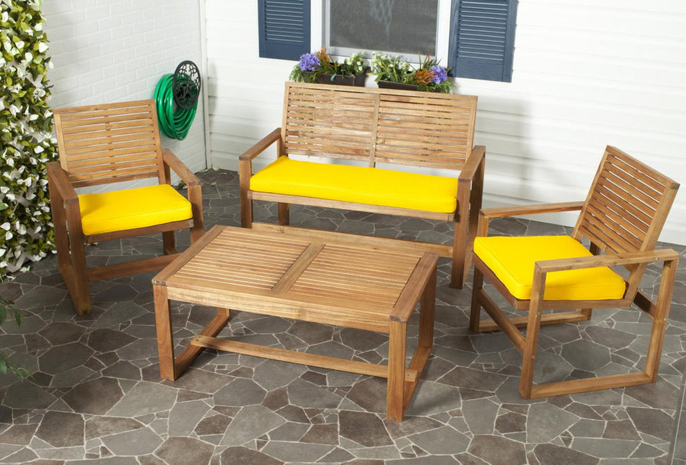 Safavieh Ozark 4 Pc Outdoor Living Set | Outdoor Sofas, Loveseats & Sectionals | Modishstore - 7