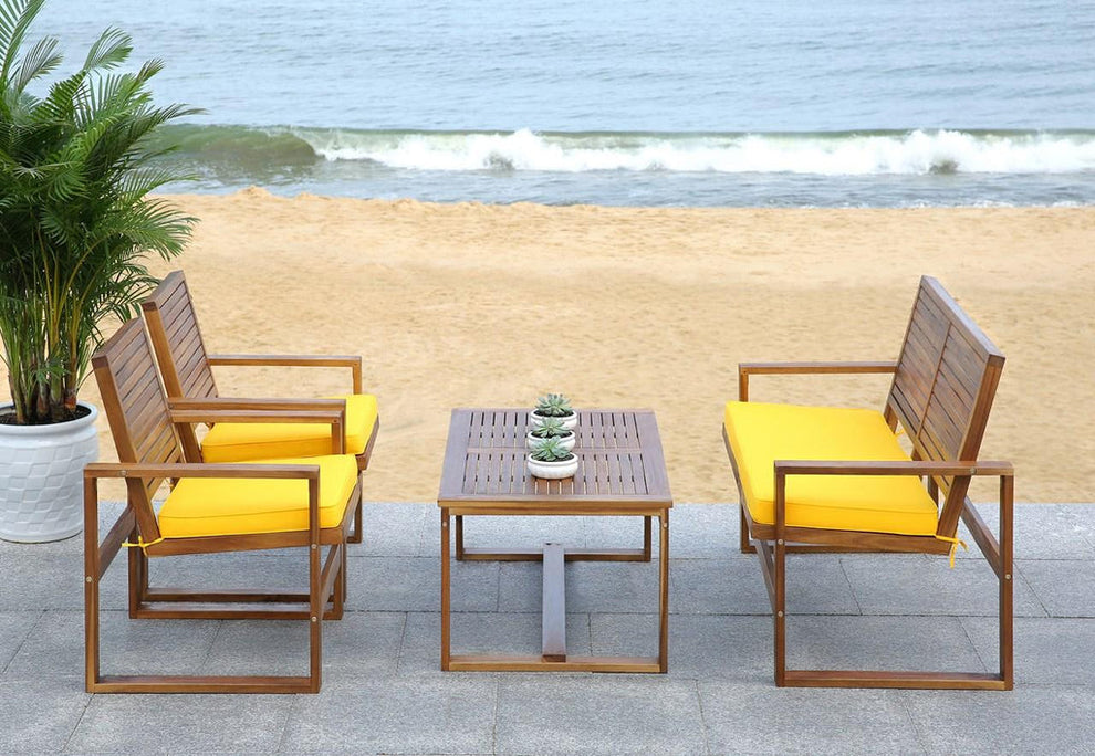 Safavieh Ozark 4 Pc Outdoor Living Set | Outdoor Sofas, Loveseats & Sectionals | Modishstore - 9
