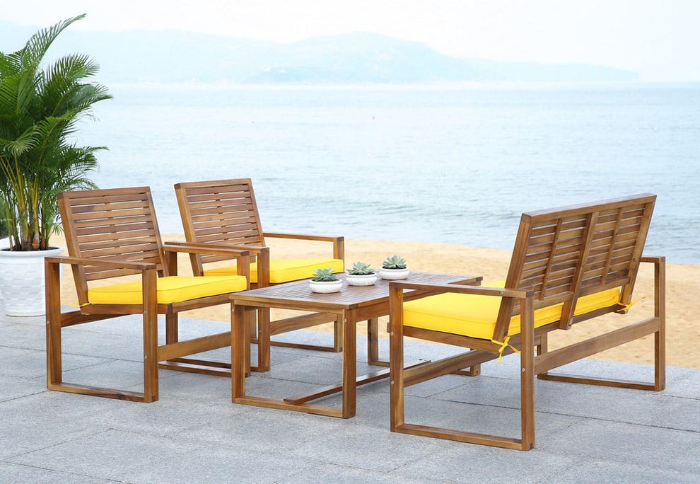 Safavieh Ozark 4 Pc Outdoor Living Set | Outdoor Sofas, Loveseats & Sectionals | Modishstore - 10