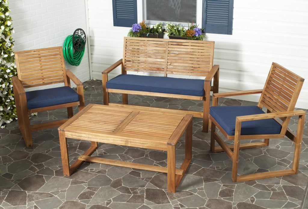 Safavieh Ozark 4 Pc Outdoor Living Set | Outdoor Sofas, Loveseats & Sectionals | Modishstore - 12