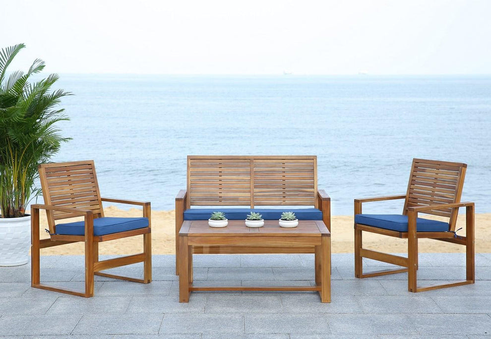 Safavieh Ozark 4 Pc Outdoor Living Set | Outdoor Sofas, Loveseats & Sectionals | Modishstore - 13