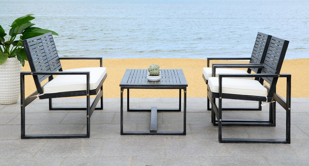 Safavieh Ozark 4 Pc Outdoor Living Set | Outdoor Sofas, Loveseats & Sectionals | Modishstore - 18