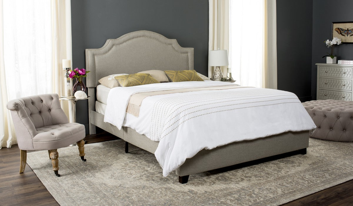 Safavieh Theron Bed Queen Size - Light Grey | Beds | Modishstore