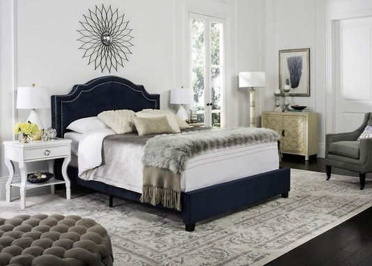 Safavieh Theron Bed Full Size - Navy | Beds | Modishstore