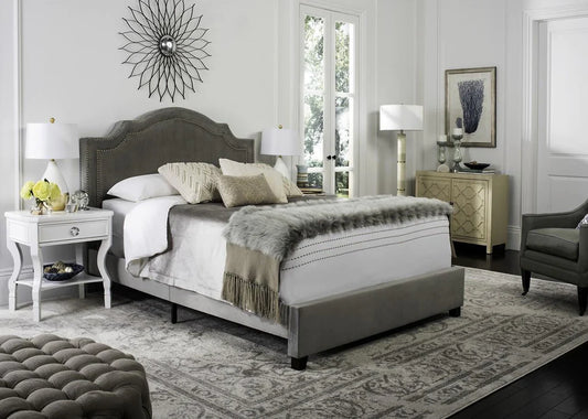 Safavieh Theron Bed Queen Size - Grey | Beds | Modishstore