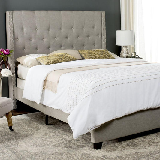 Safavieh Winslet Bed Queen Size - Light Grey | Beds | Modishstore