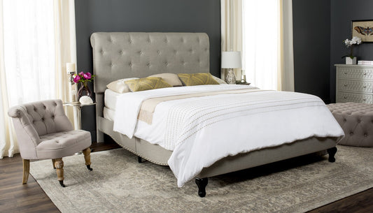 Safavieh Hathaway Bed Full Size - Light Grey | Beds | Modishstore