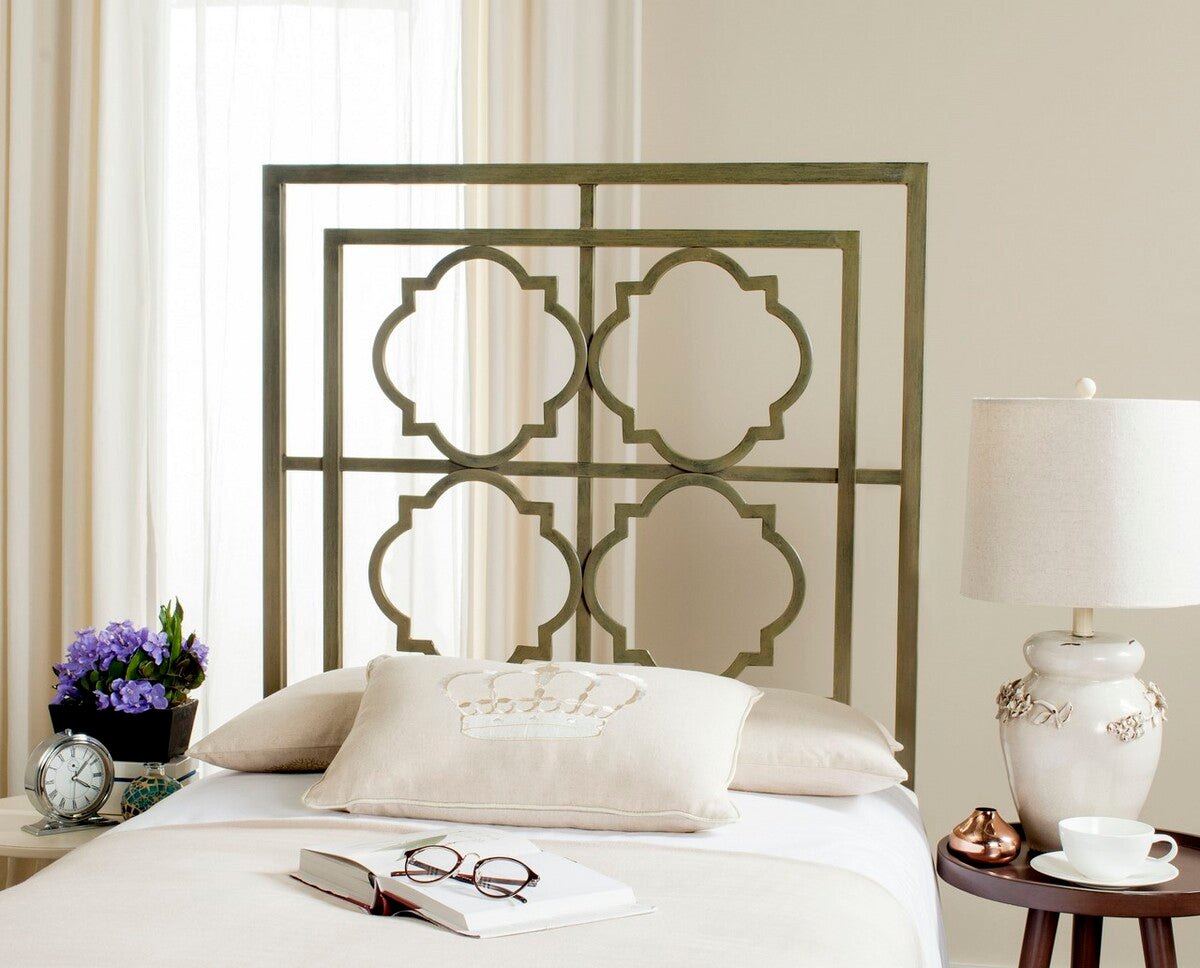 Safavieh Silva Headboard Queen Size - Distressed Brass | Headboards | Modishstore