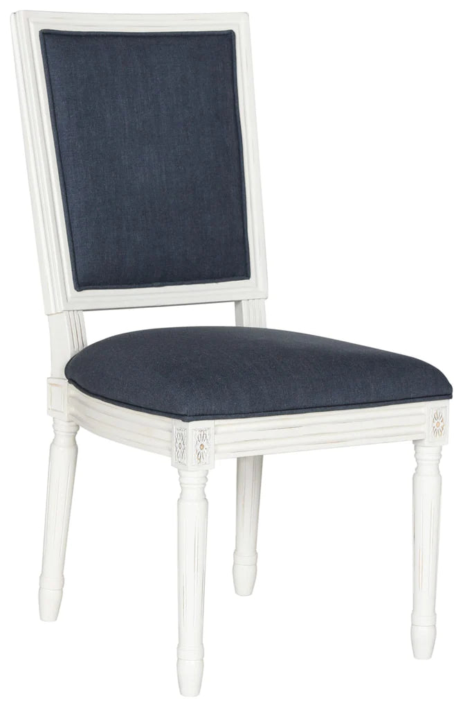 Safavieh Buchanan 19''H French Brasserie Linen Rect Side Chair Set Of 2 - Navy | Dining Chairs | Modishstore - 3