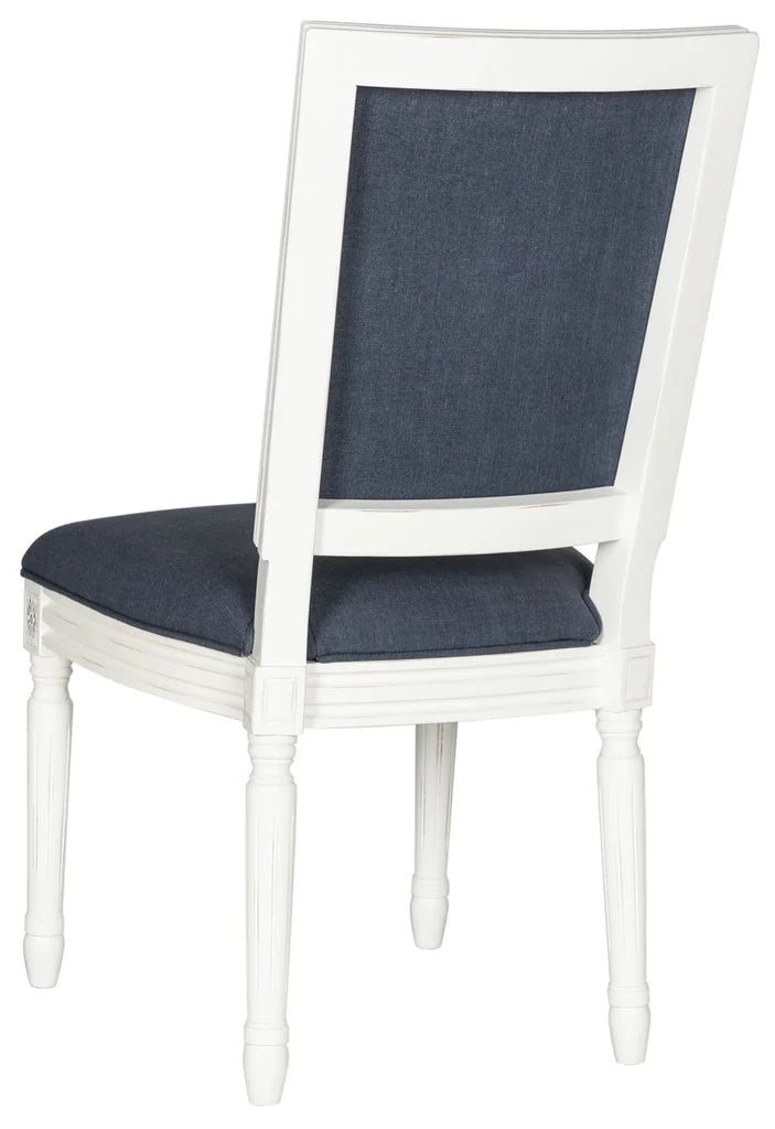 Safavieh Buchanan 19''H French Brasserie Linen Rect Side Chair Set Of 2 - Navy | Dining Chairs | Modishstore - 4