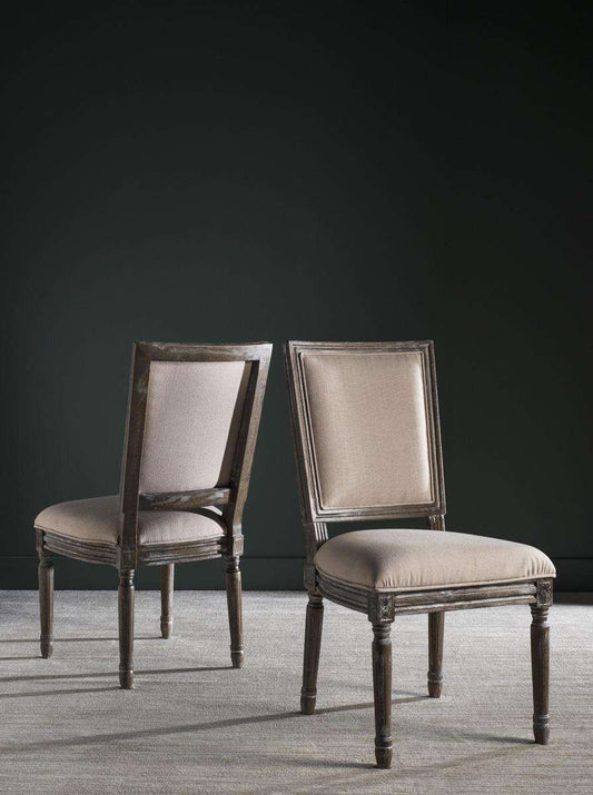 Safavieh Buchanan 19''H French Brasserie Linen Rect Side Chair Set Of 2 - Beige | Dining Chairs | Modishstore