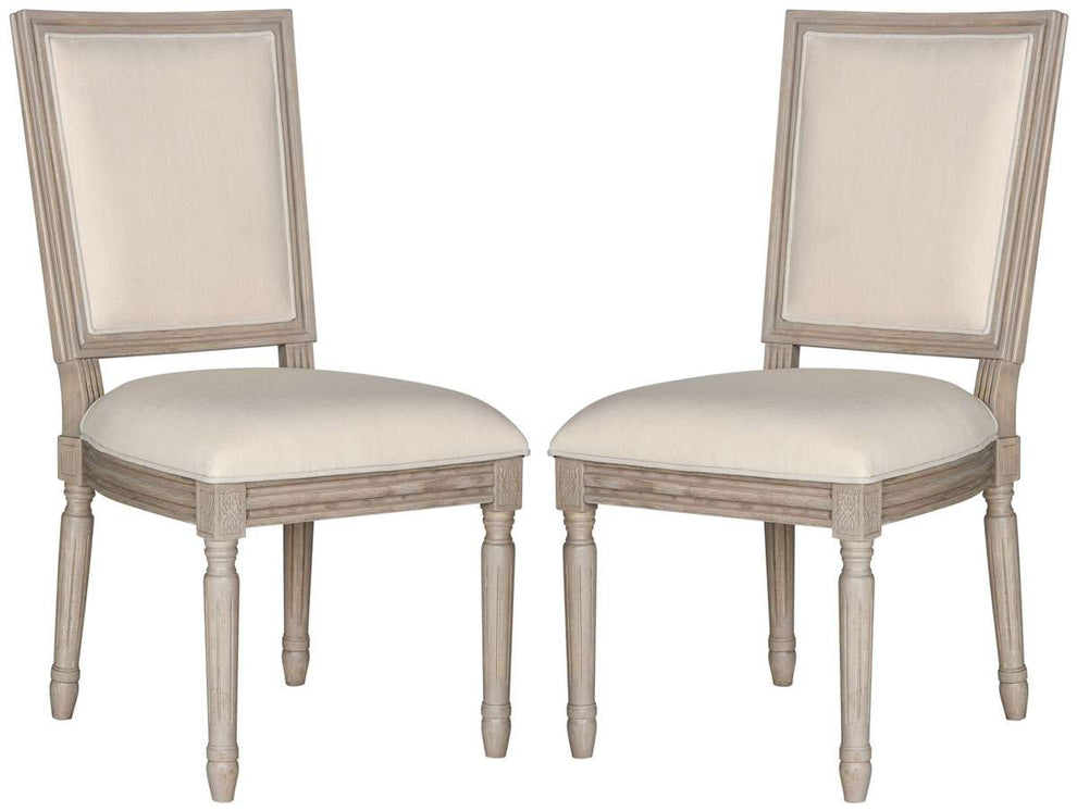 Safavieh Buchanan 19''H French Brasserie Linen Rect Side Chair Set Of 2 - Light Beige | Dining Chairs | Modishstore - 2