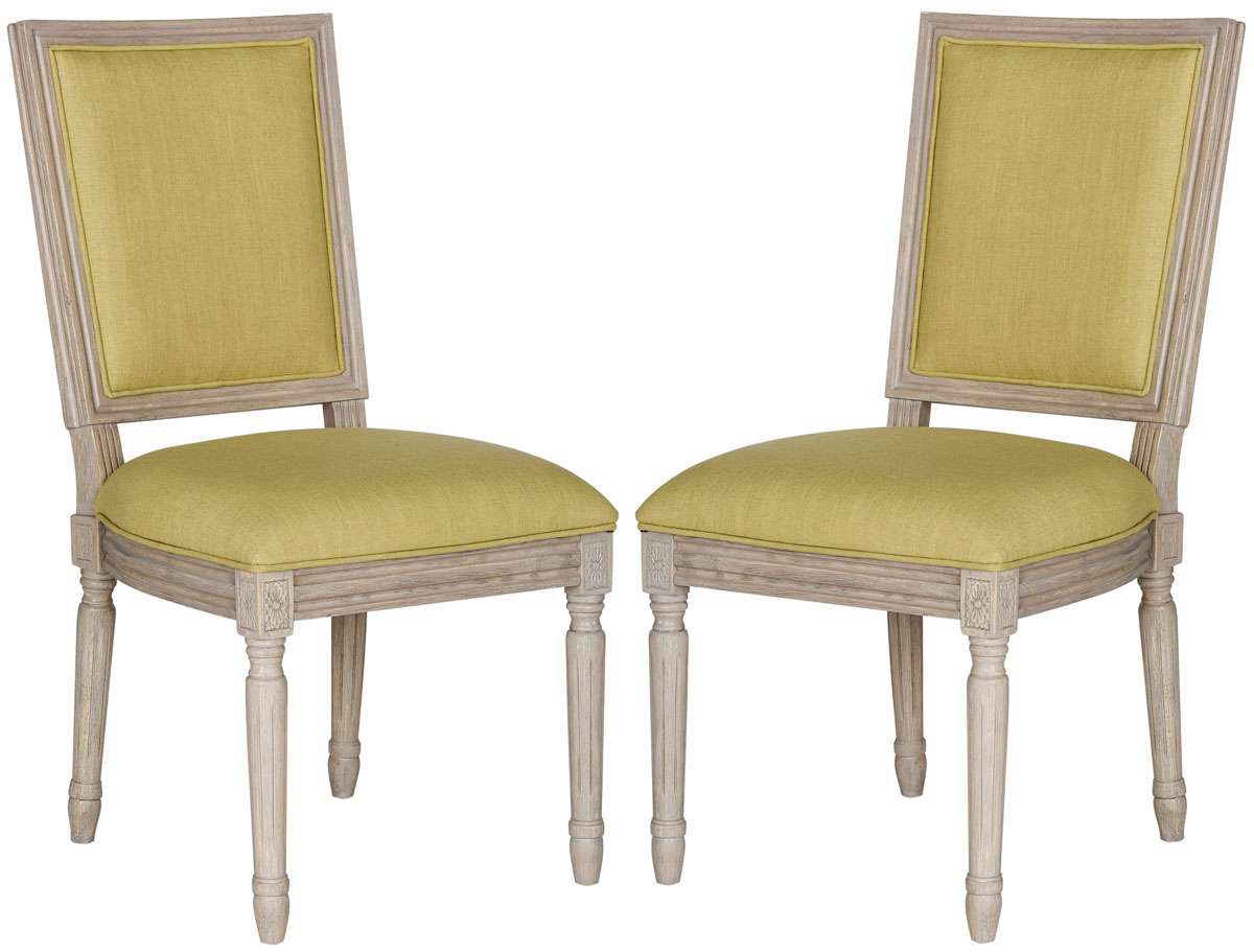 Safavieh Buchanan 19''H French Brasserie Linen Rect Side Chair Set Of 2 - Spring Green With Rustic Grey | Dining Chairs | Modishstore - 2