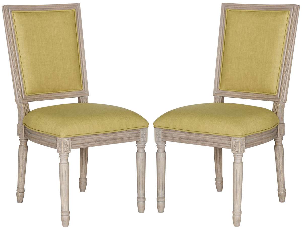 Safavieh Buchanan 19''H French Brasserie Linen Rect Side Chair Set Of 2 - Spring Green With Rustic Grey | Dining Chairs | Modishstore - 2