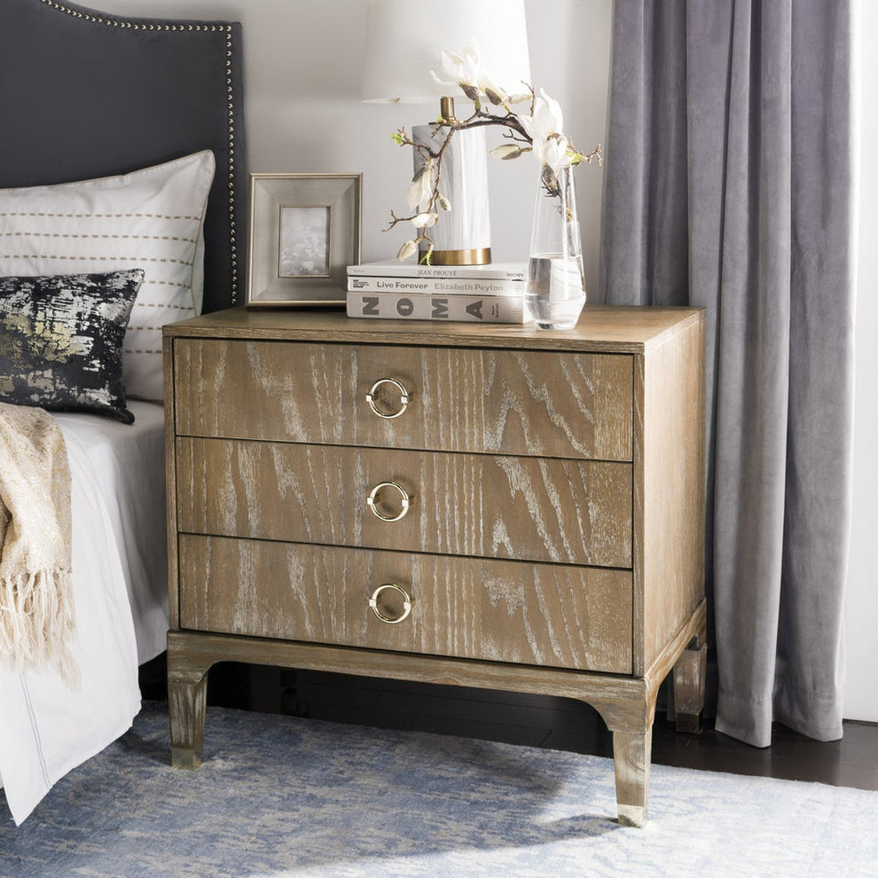 Safavieh Lorna 3 Drawer Contemporary Night Stand | Nightstands | Modishstore - 17